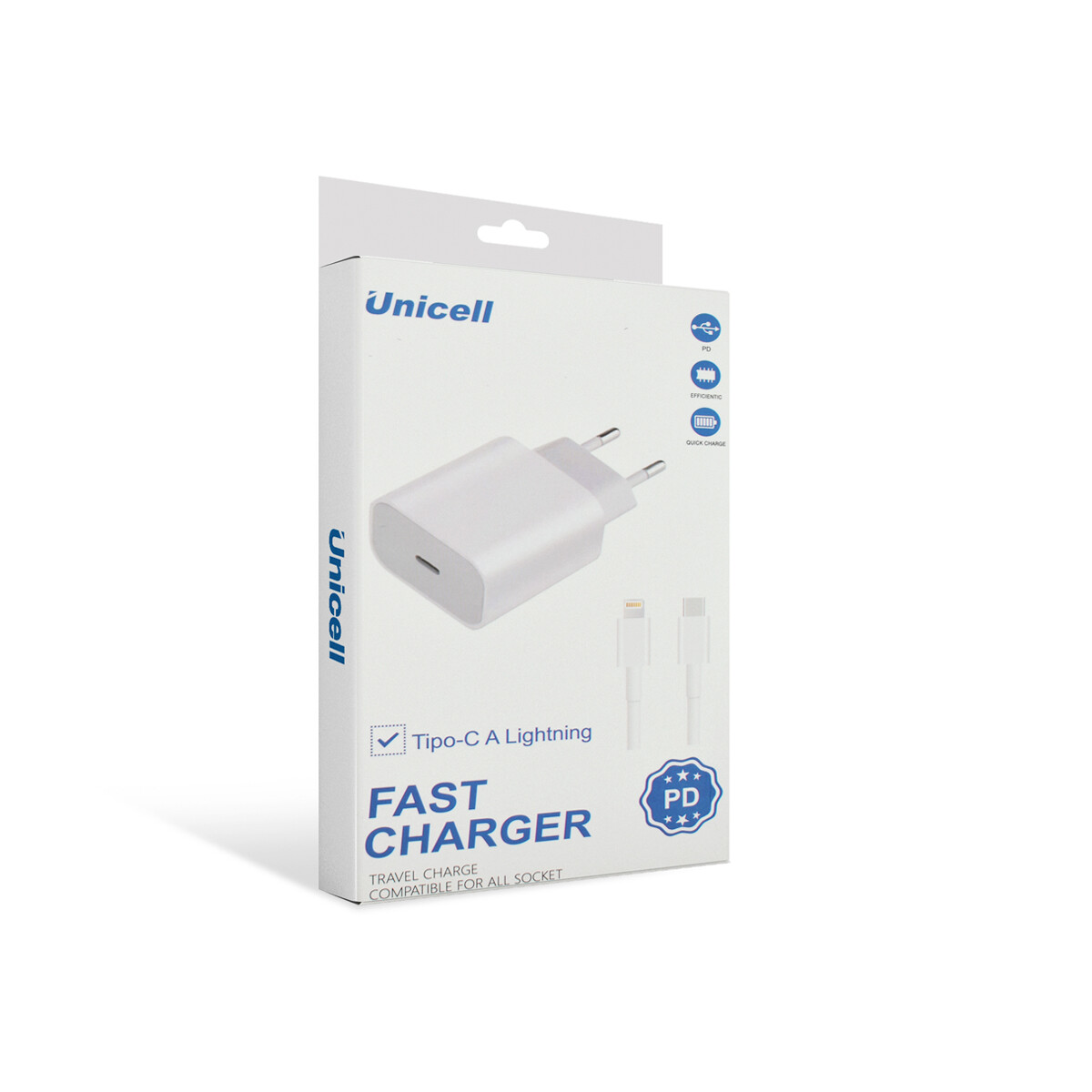Cargador de pared Unicell 20W con cable Lightning 