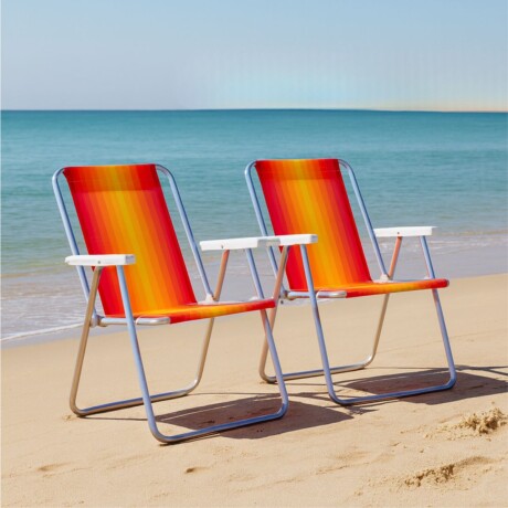 Set X 2 Sillas Altas Aluminio Clásica A Rayas NARANJA