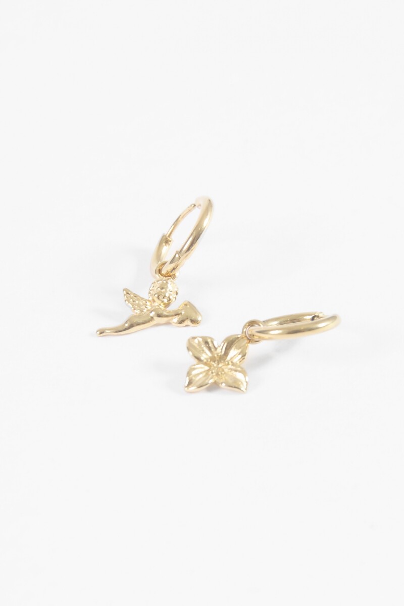 Aros acero con dijes dorado