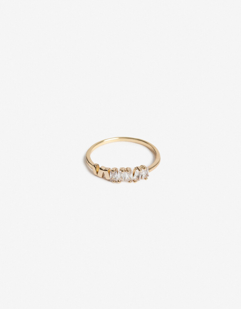 Anillos Chicos Strass Anillo Con Cubic Baguettes - Dorado