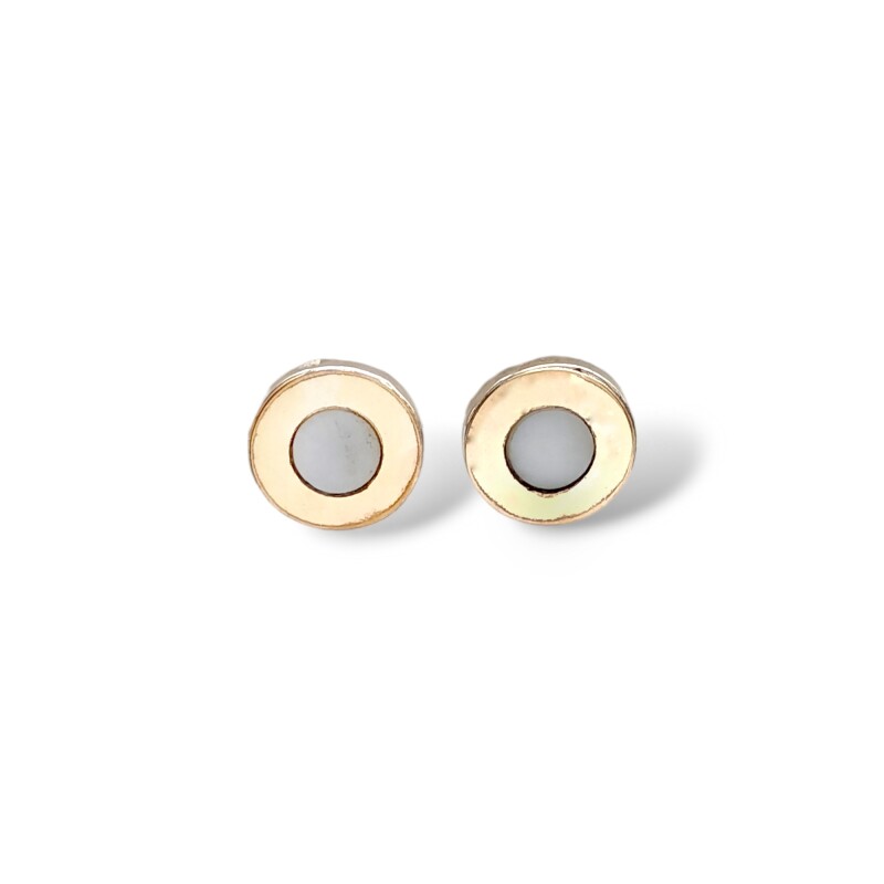 Caravanas Círculo Nácar-Plata y oro-Nácar-CA5130 conpiedra