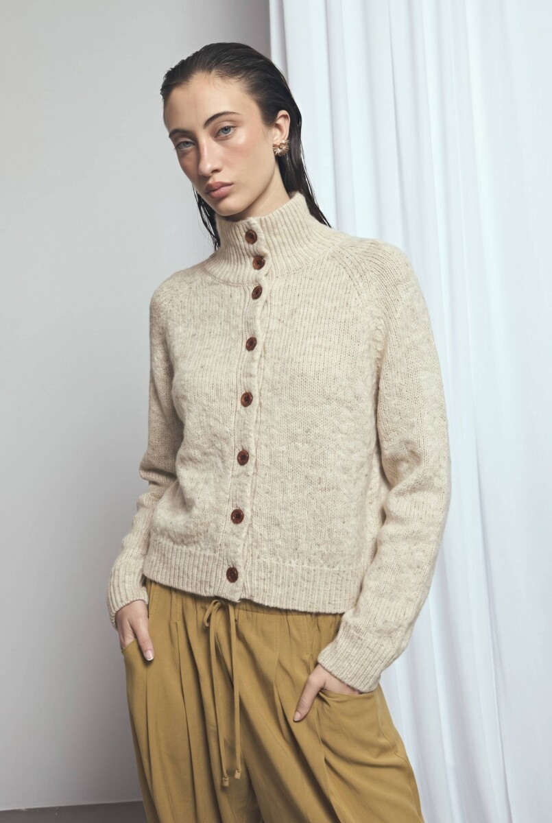 Cardigan abotonado - crudo 