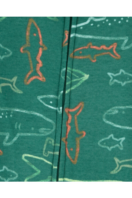 Pijama una pieza de algodón, con pie, diseño tiburones Sin color