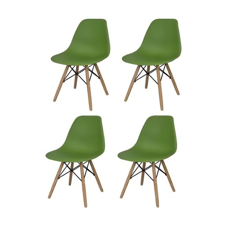 Silla De Comedor Eames Pack 4 Unidades Varios Colores Lumax Verde