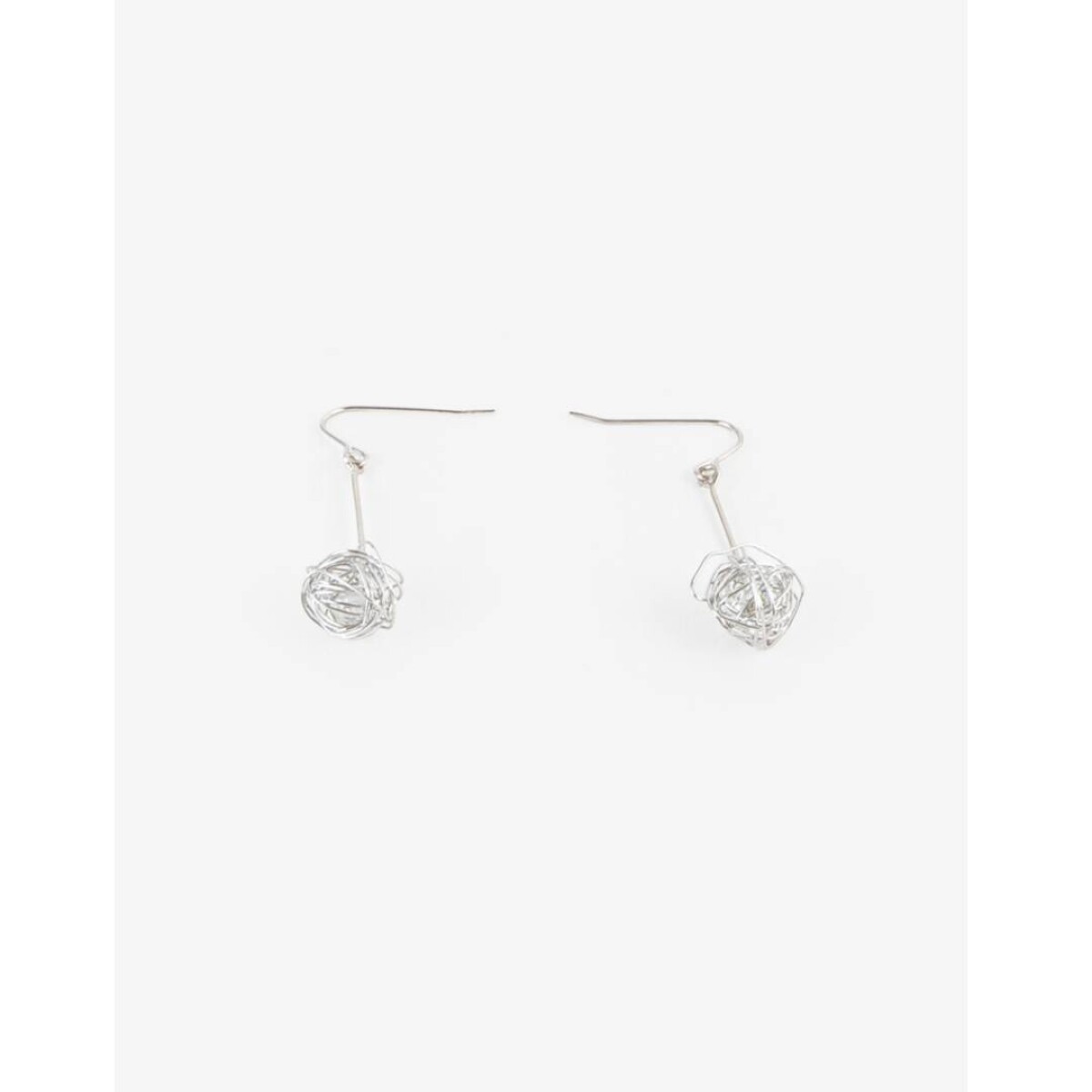Aros Colgantes Bolita - Plateado 
