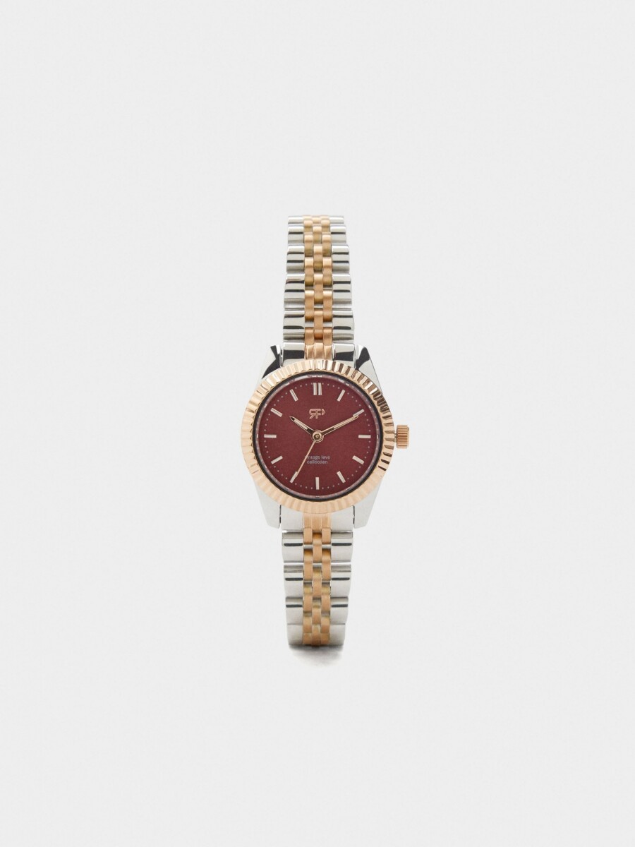 Reloj Con Pulsera De Acero Inoxidable bicolor