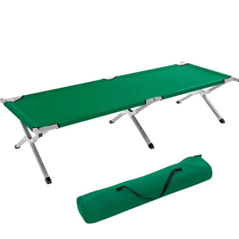Catre Cama Plegable Metálico Para Camping Con Bolso Verde