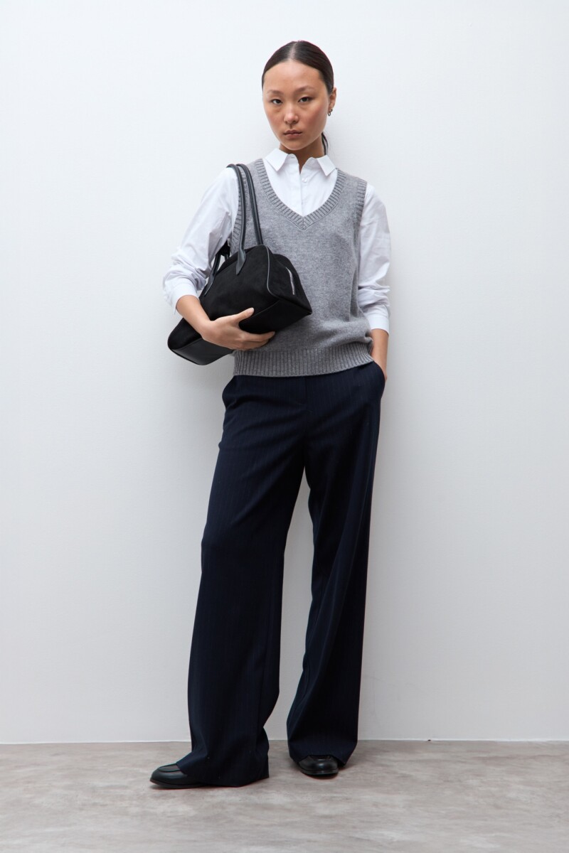 Chaleco escote V - gris melange 