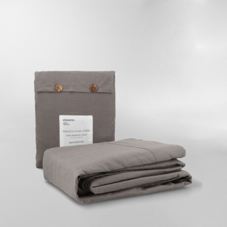 SÁBANA FRENCH FLAX LINEN Gris - QUEEN