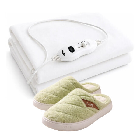 Set Invierno Pantuflas Unisex Antidesliz +Calienta Cama 1Pza Verde Claro