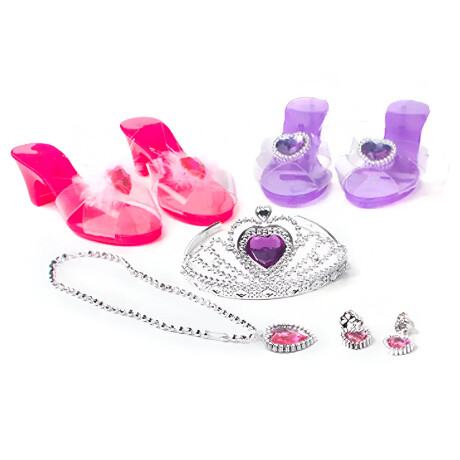 Set Zapatos Princesas 3pares+ Coronas+ Juego Joyas Jug027017