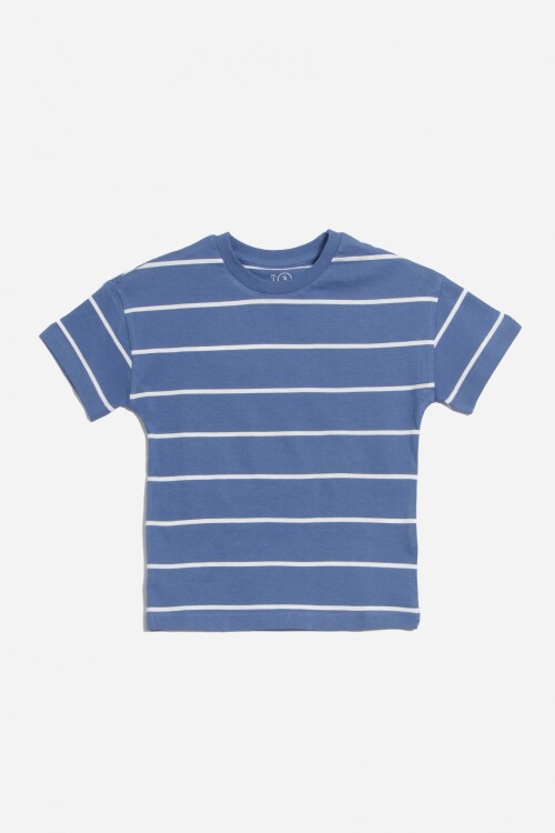 Remera rayada manga corta AZUL MARINO