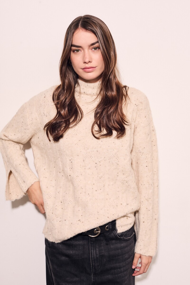 Polera Texturada Bouttonne Beige Melange