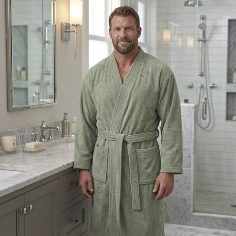 Bata Baño Dohler Velour 100% Algodón Talle P al XXG VERDE