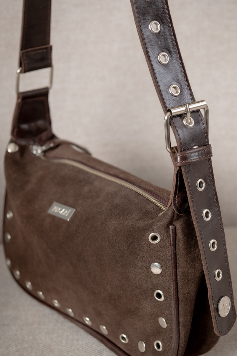 Cartera mavi Chocolate gamuza