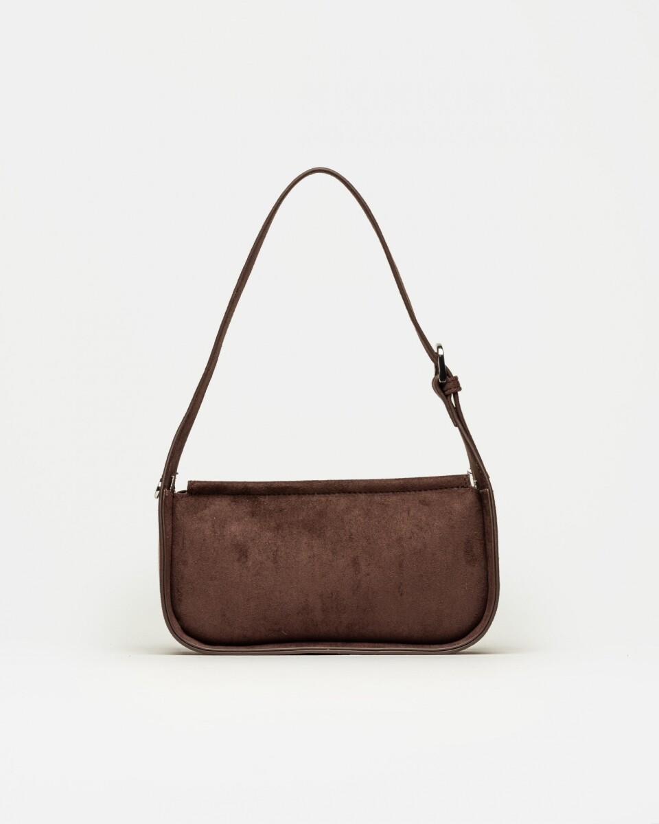 Cartera al hombro Leaf en efecto cuero gamuza - Chocolate 