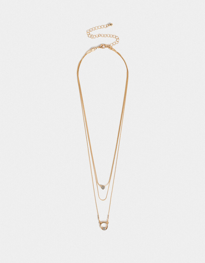 Collares Cortos Con strass Collar Corto Multicadena Strass - Dorado