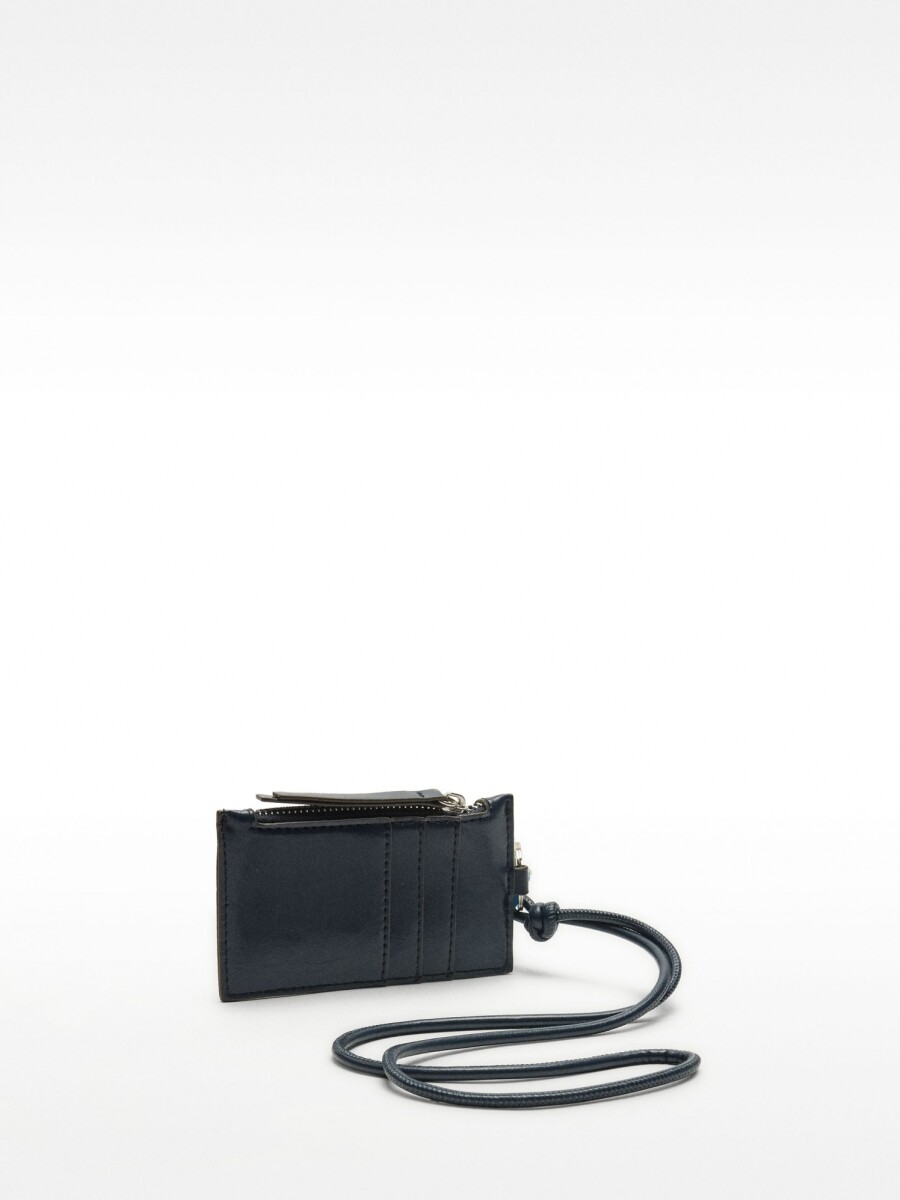 Cartera Lisa Con Llavero azul