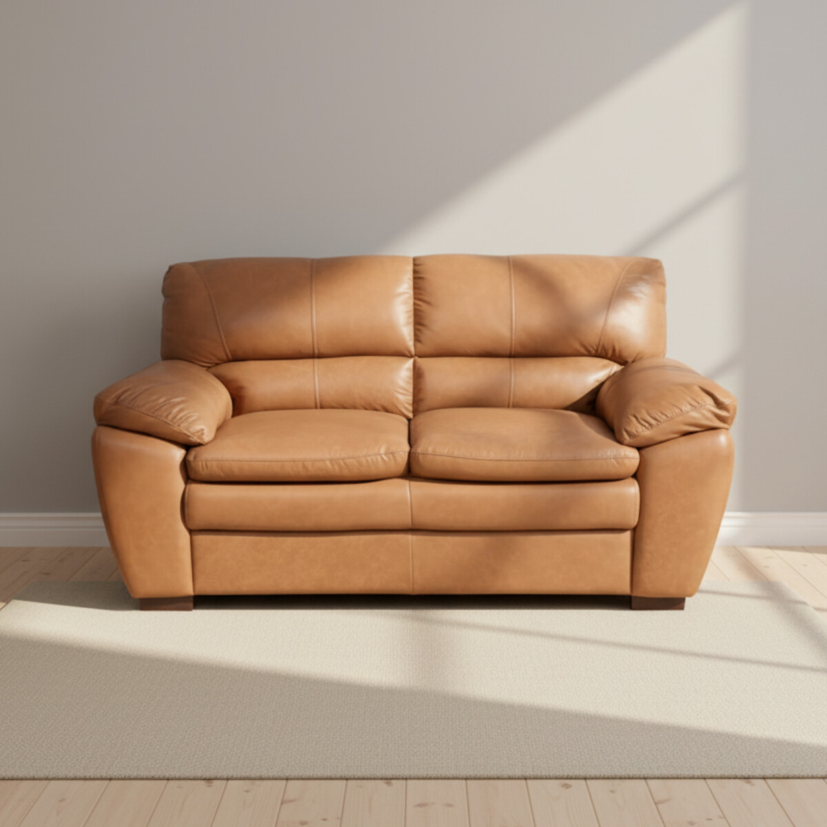 SOFÁ - 2 CUERPOS CUERO-100-NATURAL AMARILLO NEW FOCUS MOSTAZA 