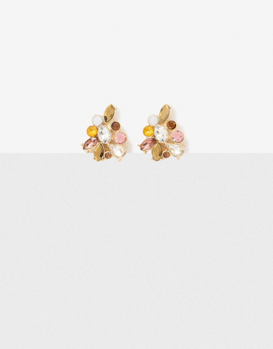 Aros Clips Piedras - Dorado 