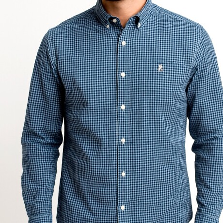 Camisa Caballero Cuadrille Blanco con Azul