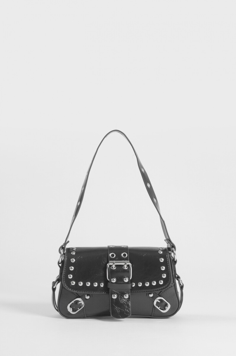 Cartera de hombro con hebilla y tachas - negro 