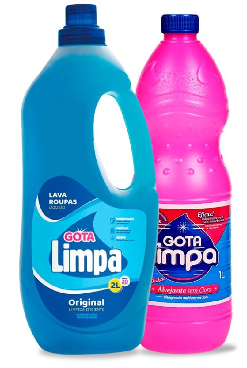 PACK DETERGENTE LIQUIDO P/ROPA GOTA LIMPA 2 LT ORIGINAL + OBSEQUIO 