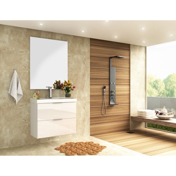CONJUNTO MUEBLE DE BAÑO MODELO PIETRA BLANCO / MUEBLE DE COLGAR + ESPEJO + BACHA / 60CM Conjunto Mueble De Baño Modelo Pietra Blanco / Mueble De Colgar + Espejo + Bacha / 60cm