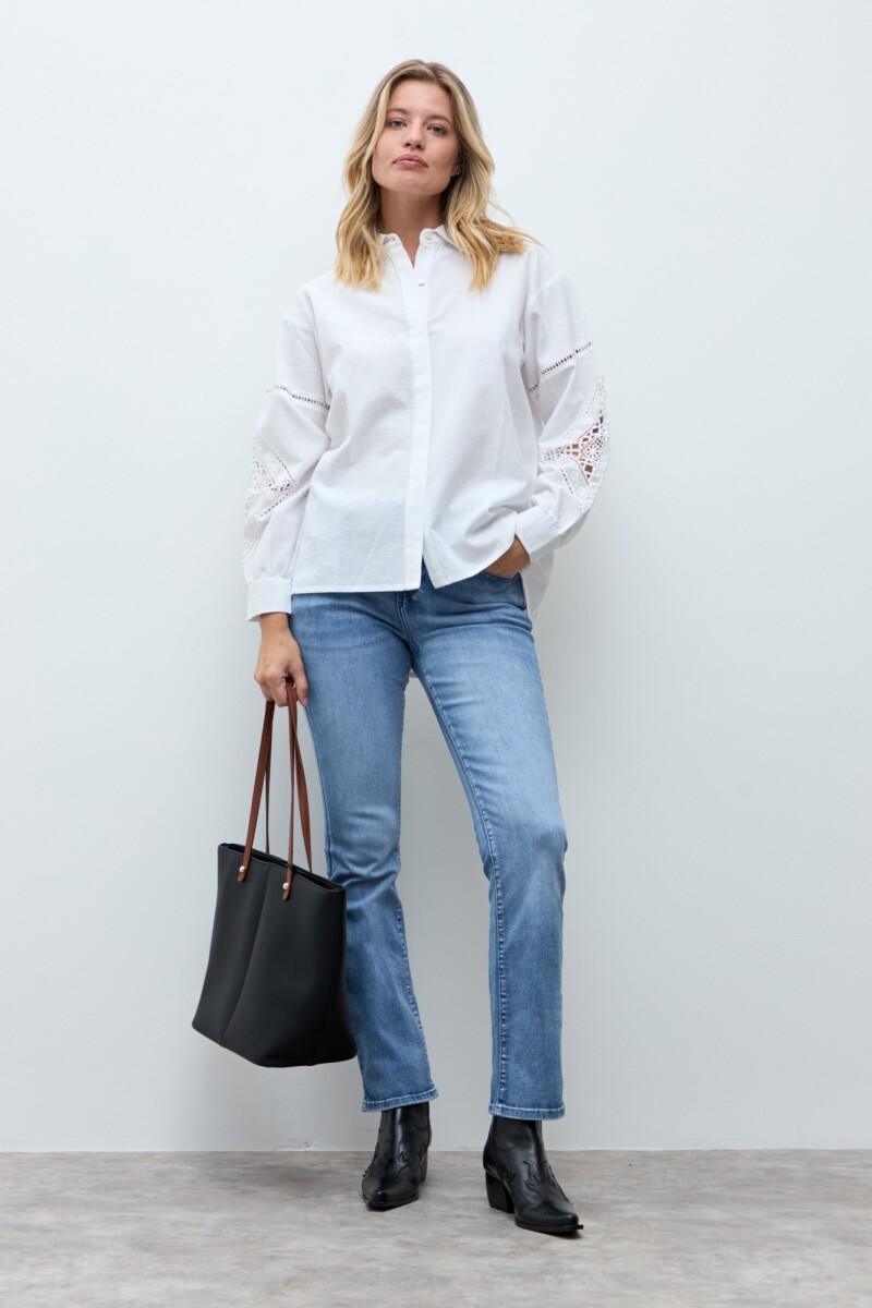 Camisa mangas caladas - blanco 