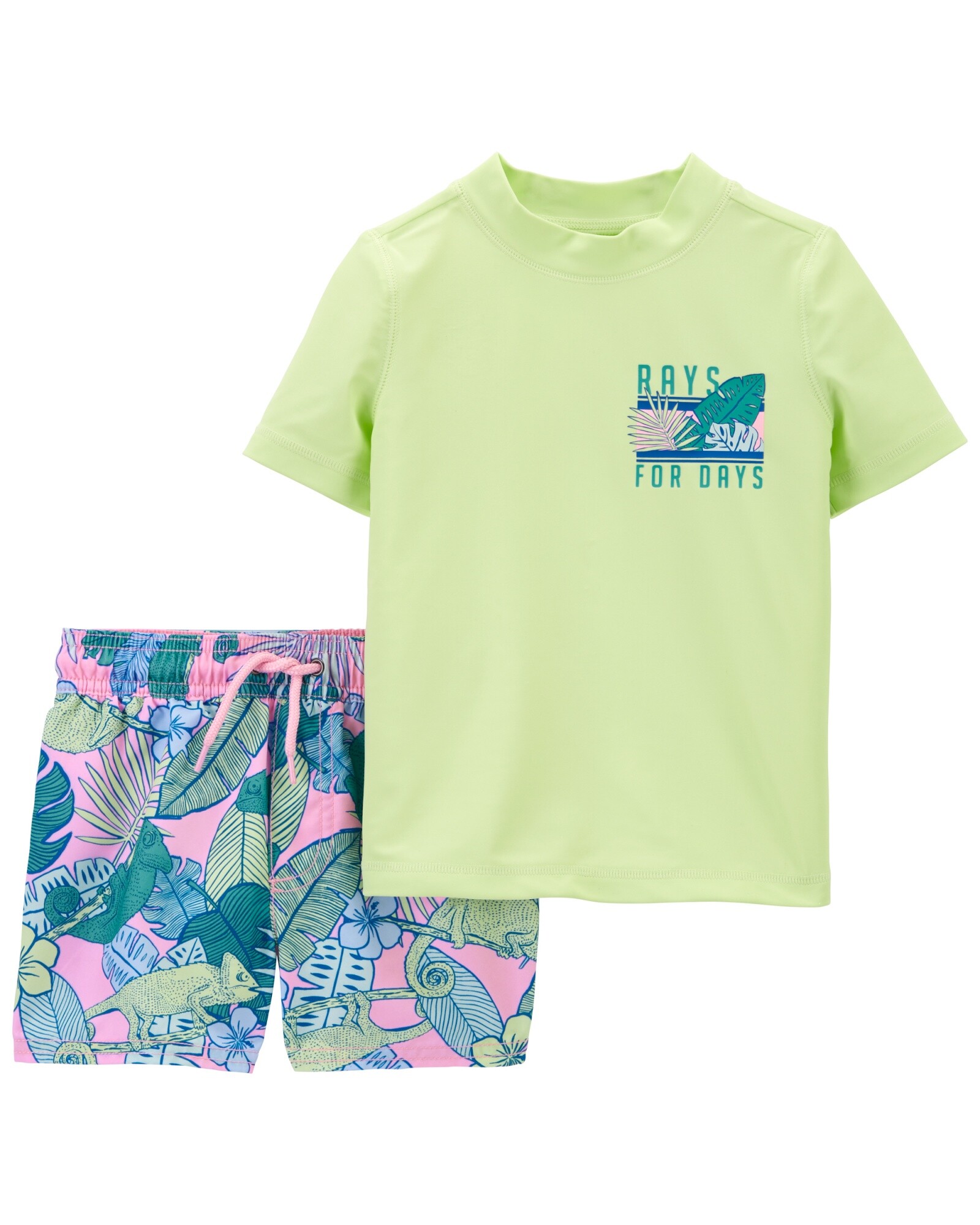 Traje de baño dos piezas con protección UPF 50+ diseño tropical Sin color
