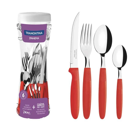 Juego de Cubiertos Tramontina Ipanema 24PZ ROJO