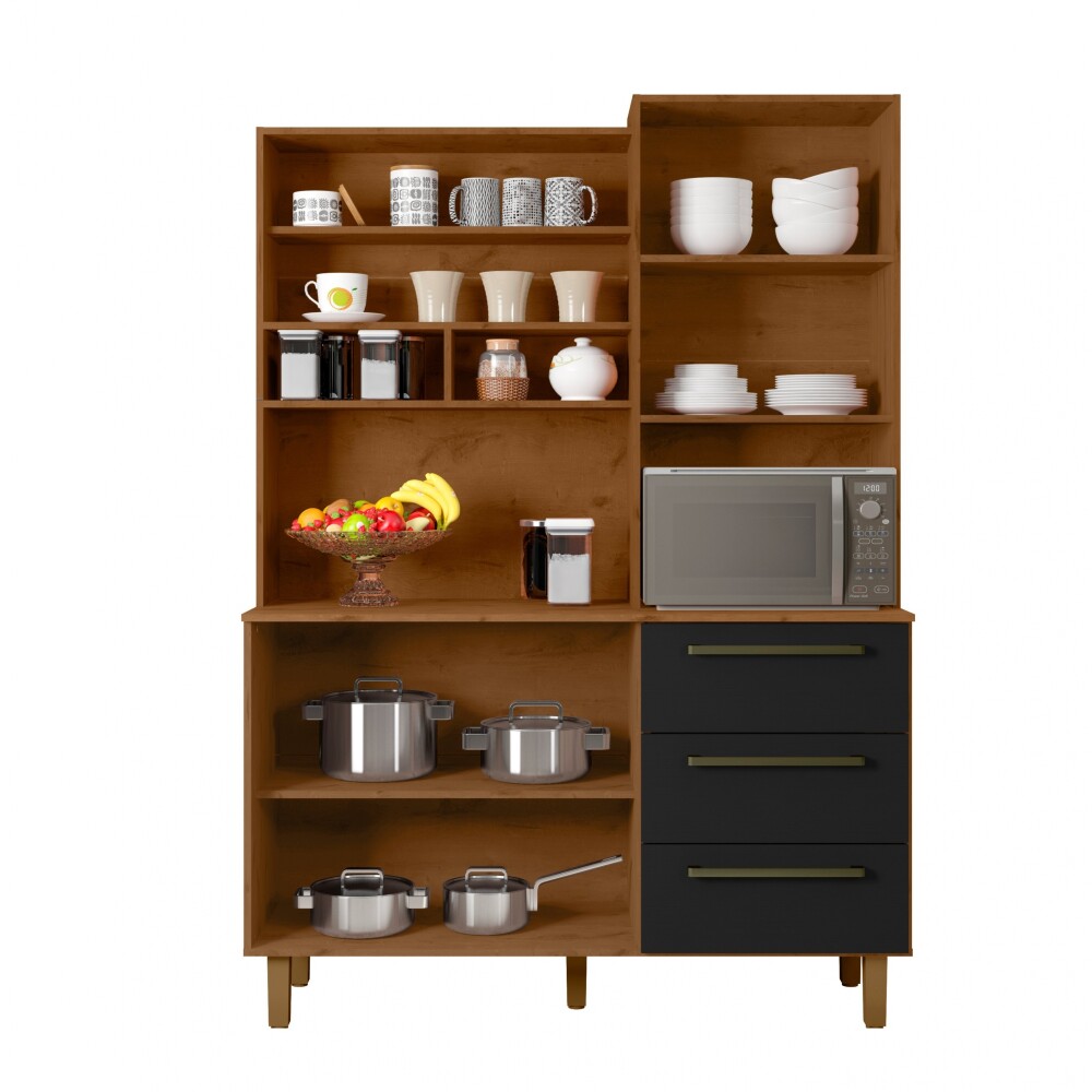 Kit Absoluto de Cocina - 5 puertas 3 cajones Cinamomo/Negro
