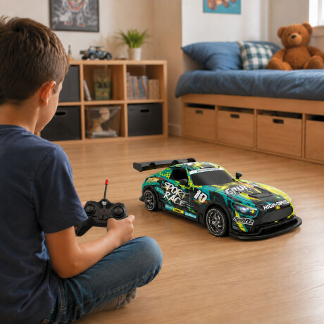 Auto a Control Remoto Monster Deportivo 1:16 Luces A Pilas Amarillo/verde
