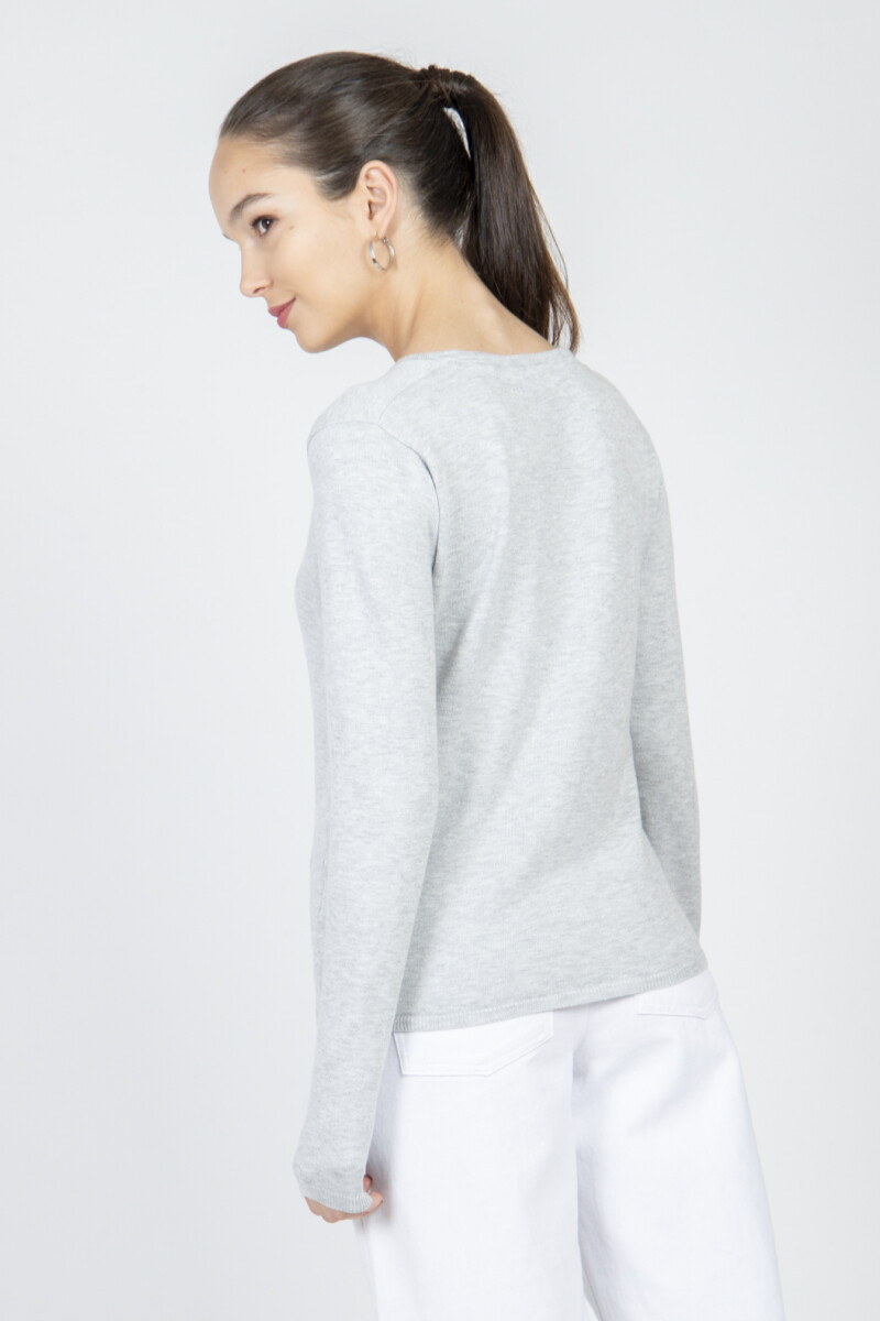 CARDIGAN BASIC POCKET Gris Claro Melange