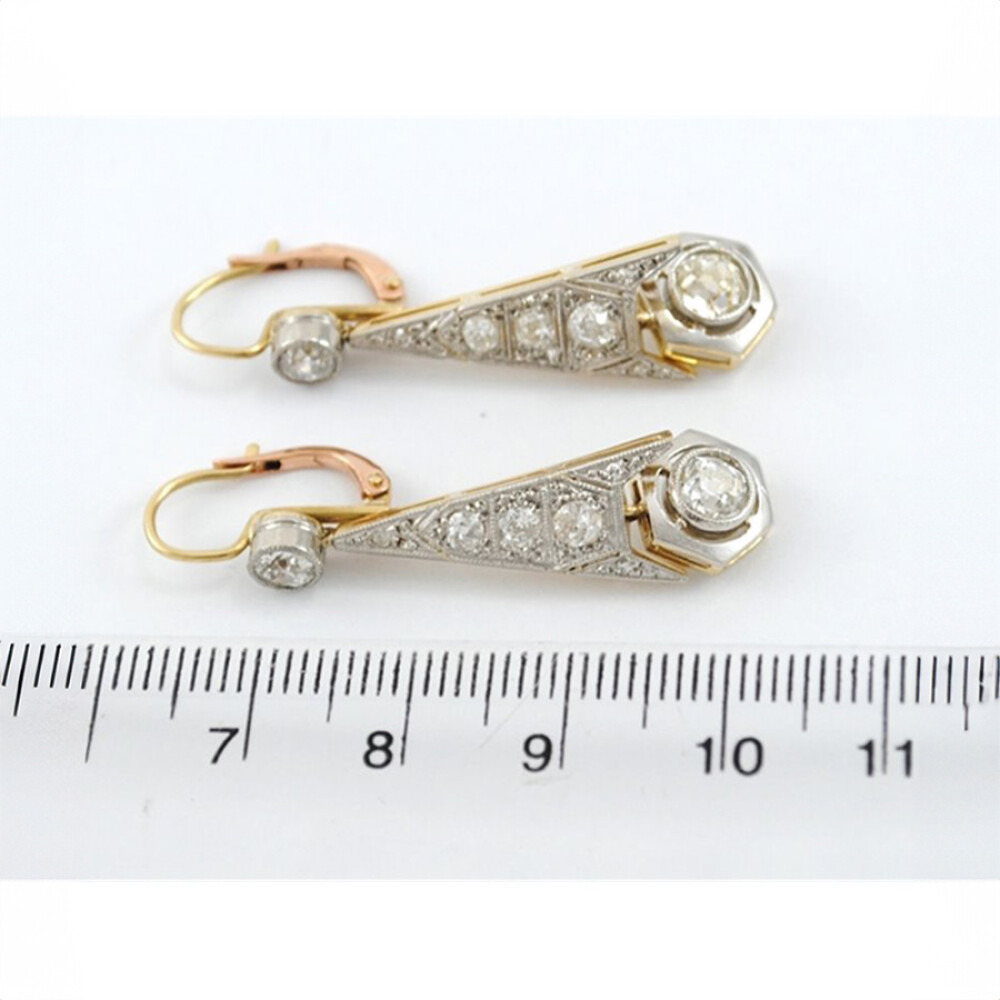 Caravanas Antiguas Platino, Oro 18K Y Brillantes Caravanas Antiguas Platino, Oro 18K Y Brillantes