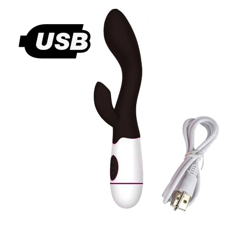 Vibrador Con Doble Estímulo Desing Curvo Recargable USB Negro