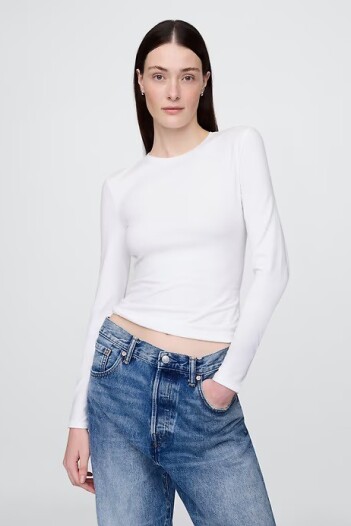 Remera Manga Larga Mujer Fresh White