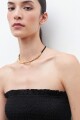 Collar con cordón y dije acero dorado