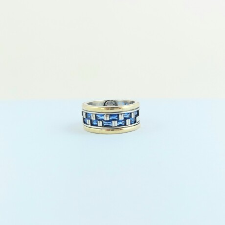 Anillo de plata 925 y double en oro 18 ktes con circonia, DAMERO. Anillo de plata 925 y double en oro 18 ktes con circonia, DAMERO.