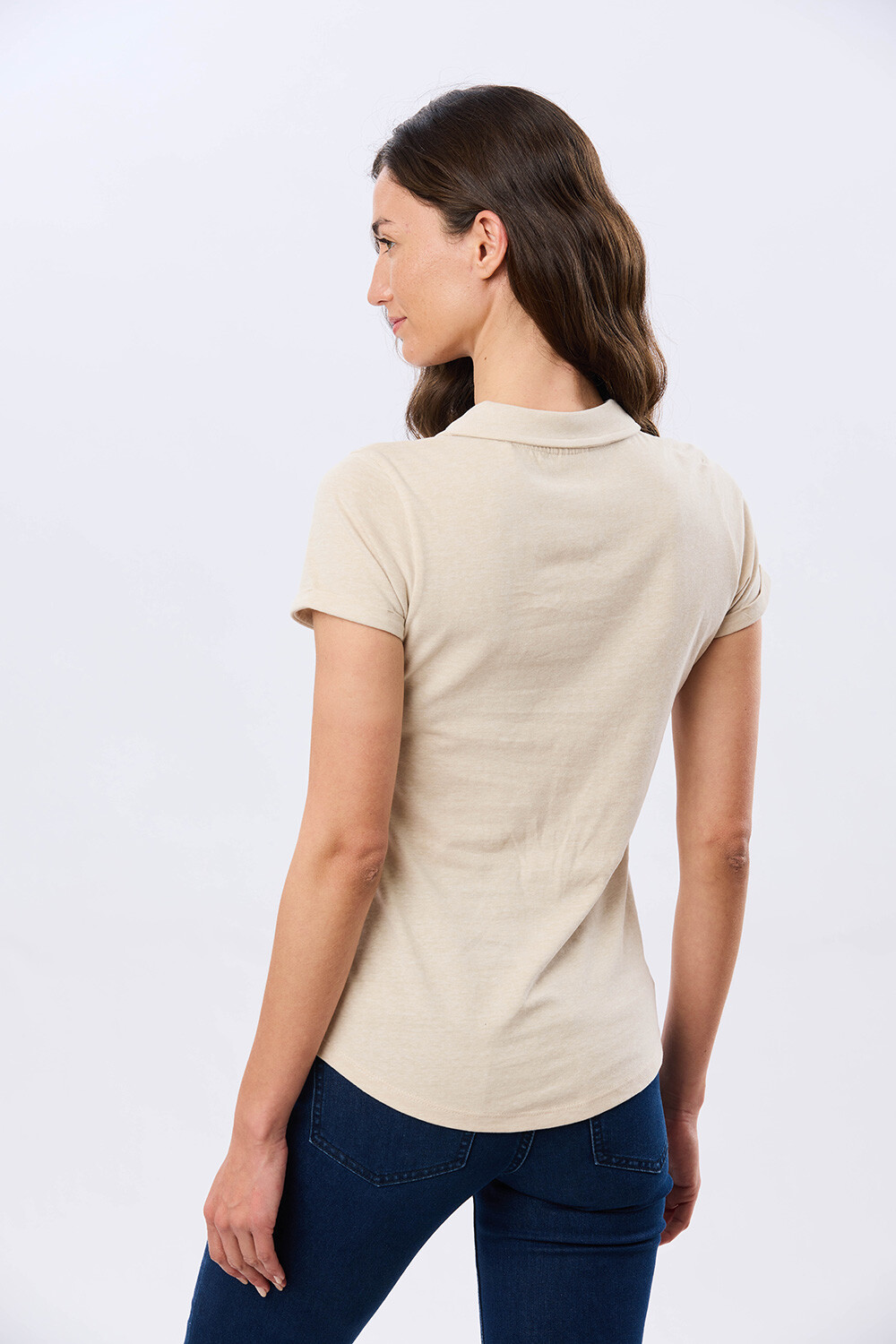 REMERA POLO BORDADA DE ALGODÓN Beige