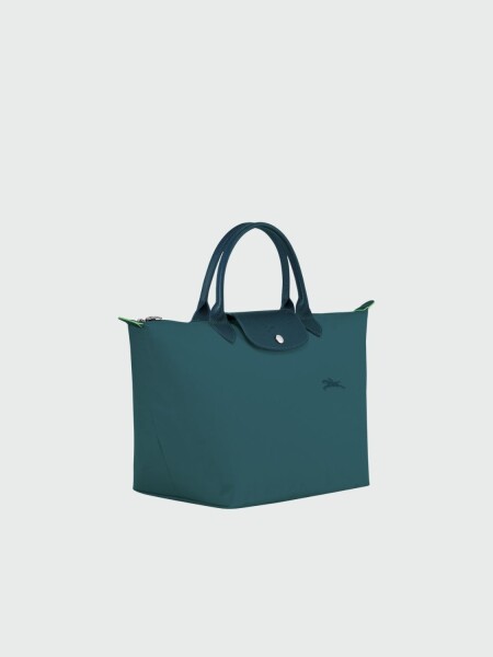 Longchamp -Cartera Longchamp plegable de nylon con cierre y asa corta, Le pliage green M Jade