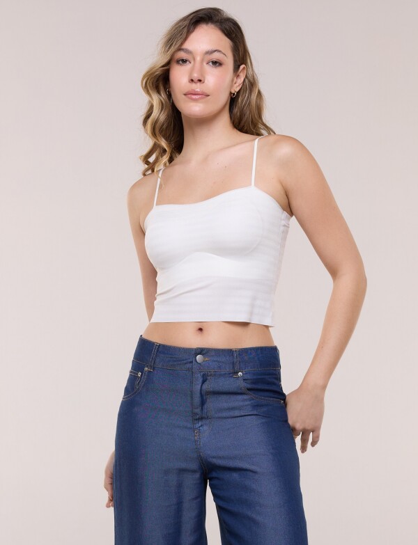 Top Crop De Breteles Finos CRUDO
