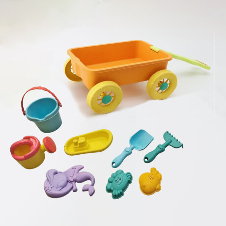Set Juego De Playa Infantil C/Carretilla Moldes 10 piezas Naranja/amarillo
