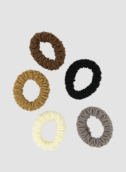 Set de 5 colitas de pelo tonos tierra Marron