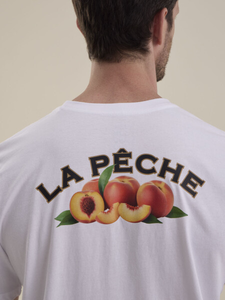 T-SHIRT ESTAMPA PEACHES BLANCO