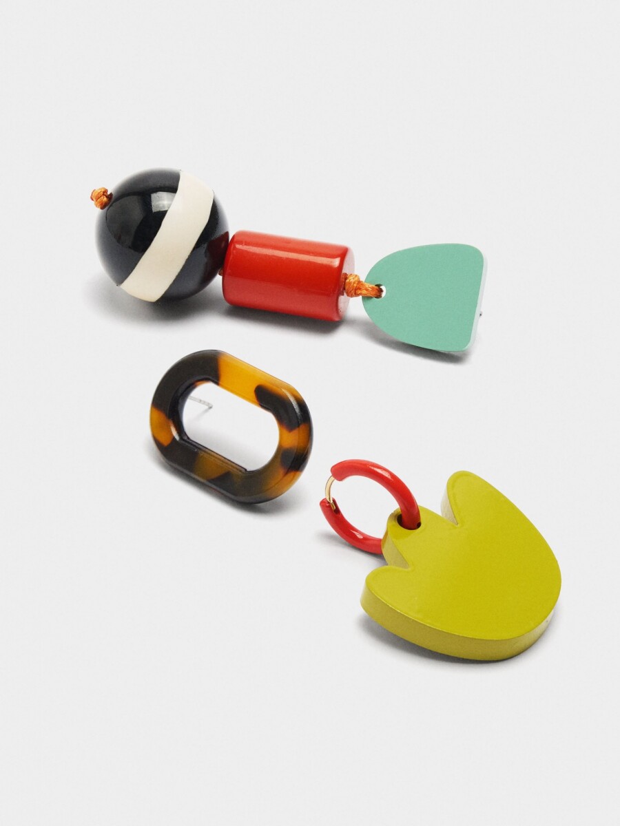 Pendientes Largos Asimétricos multicolor