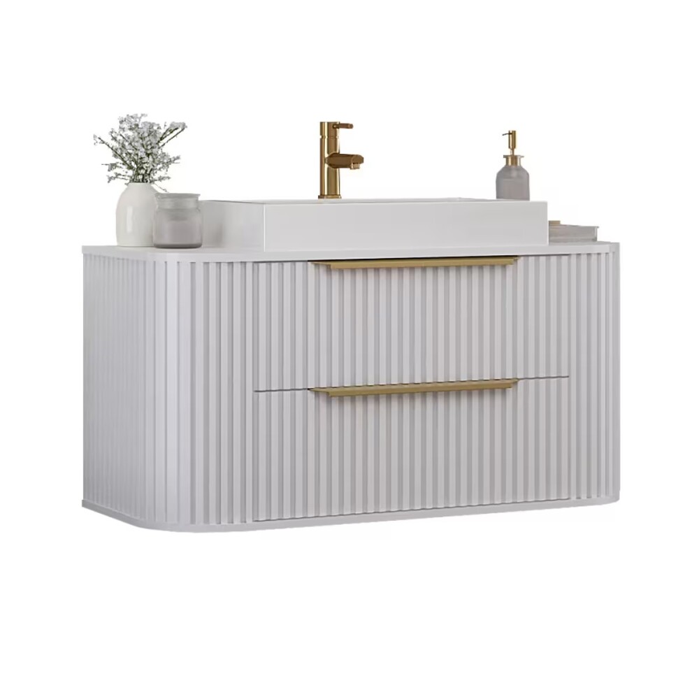 Mueble de baño Suspendido Alice Blanco 100 cm con Bacha de Loza Mueble De Baño Suspendido Alice Blanco 100 Cm Con Bacha De Loza