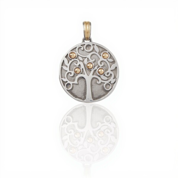 Dije Medalla Árbol de la vida-Plata y oro- Sin piedra- CP5013 sinpiedra