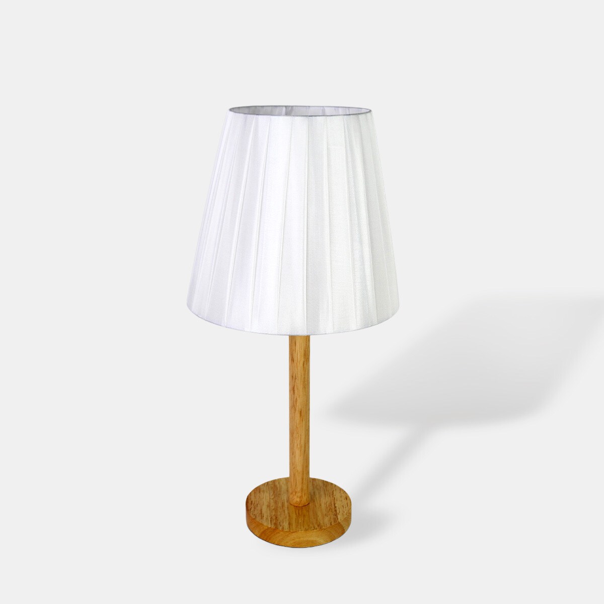 LAMPARA BLANCA C/BASE MADERA P/MESA 45.5X21.5CM 