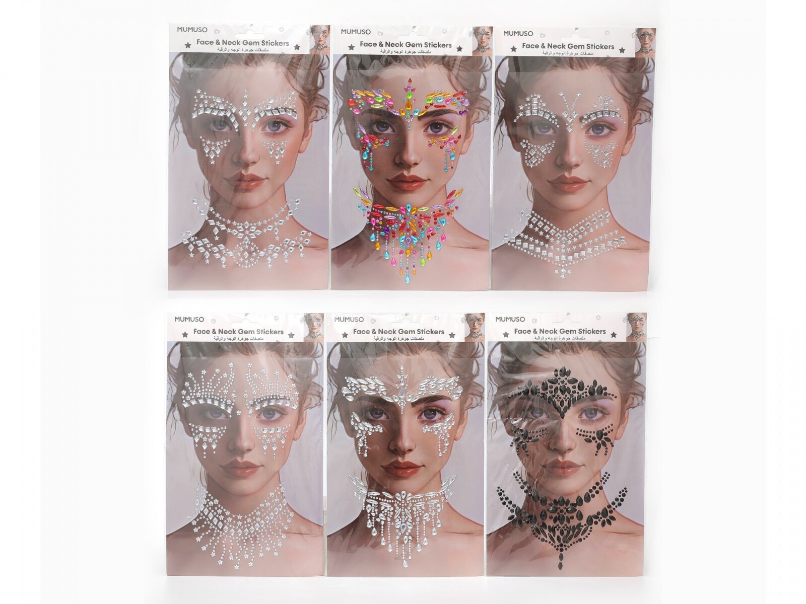 PEGATINAS DE GEMAS EN LA CARA Y EL CUELLO 